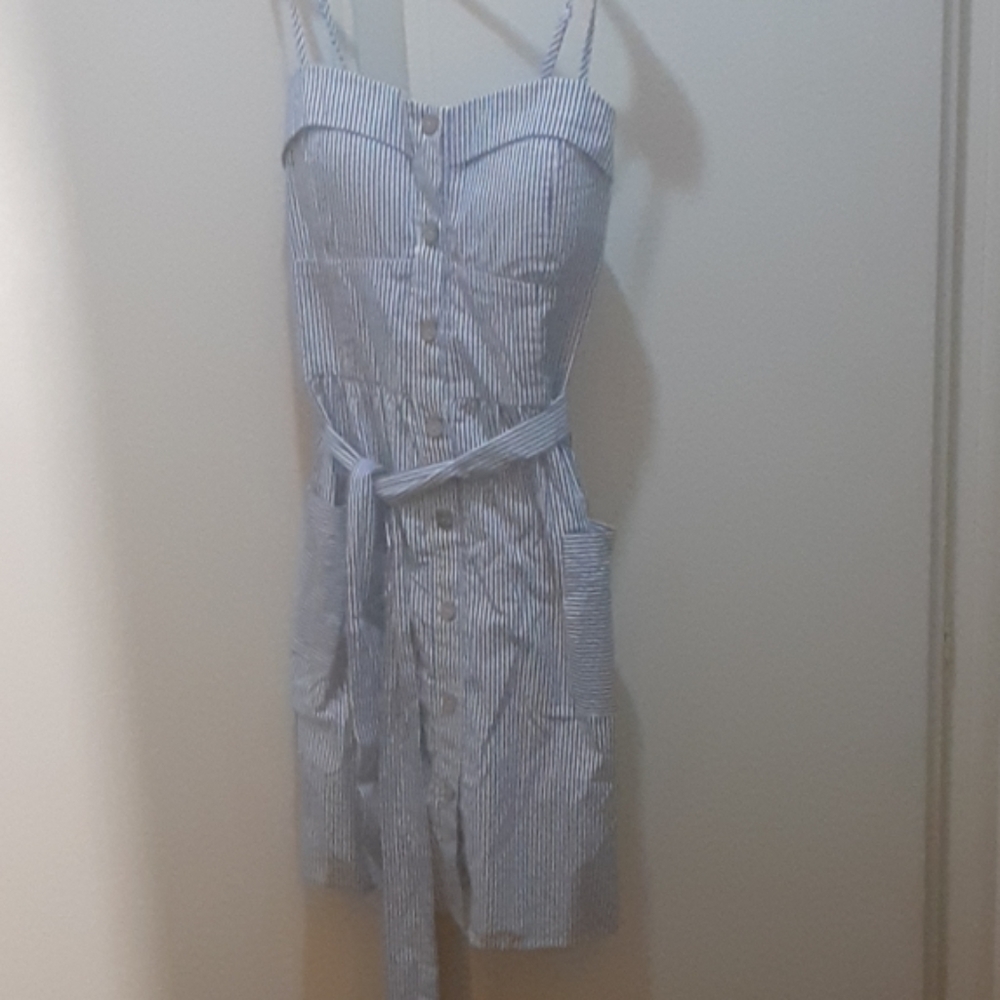 Sailor strips blue white dress